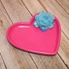Floral Heart-Shaped Trinket Dish — Bold, Handmade Jewelry Holder For Vanity Or Gift Giving – Decorative Trays – Handmade By Shessocrafty Goods