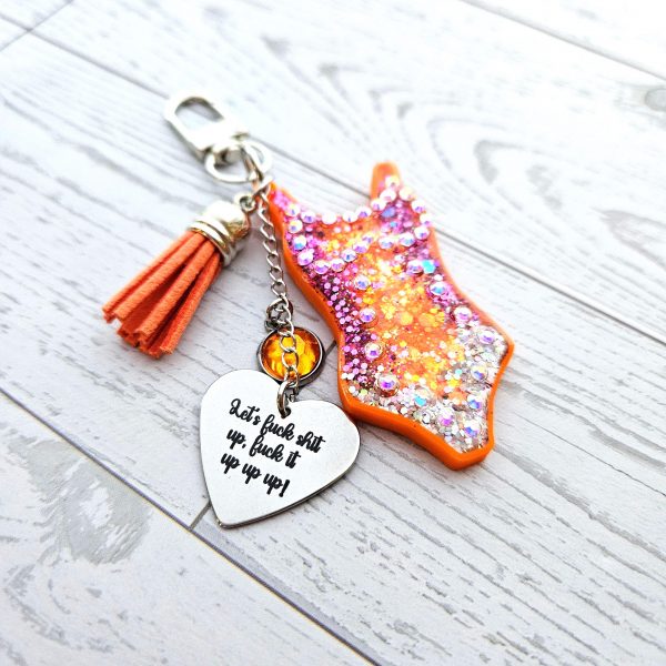 Custom Showgirl Era Bodysuit Keychain – Personalized Glitter Resin Bag Charm With Engraved Quote – Keychains – Handmade By Shessocrafty Goods