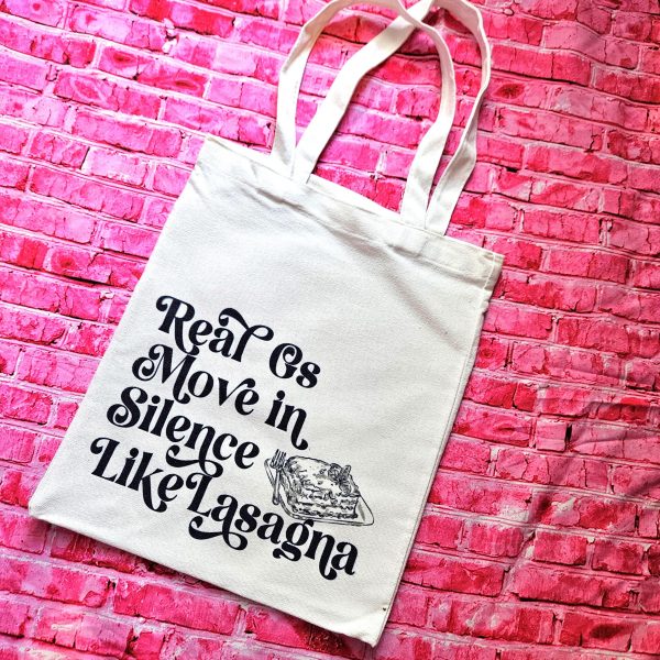 Lasagna Quote Tote Bag, Funny Hip Hop Lyric Gift, Canvas Bag With Pocket – Totes – Handmade By Shessocrafty Goods