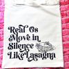 Lasagna Quote Tote Bag, Funny Hip Hop Lyric Gift, Canvas Bag With Pocket – Totes – Handmade By Shessocrafty Goods