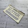 Butter Stick Canvas Zip Pouch, Retro Foodie Makeup Bag, 3D Printed Zipper Pull – Totes – Handmade By Shessocrafty Goods