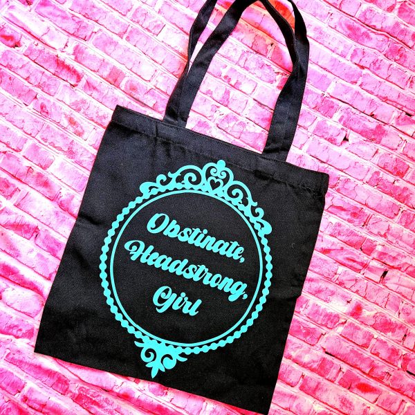 Jane Austen Tote Bag - Obstinate Headstrong Girl Canvas Book Bag – Bookish – Handmade By Shessocrafty Goods