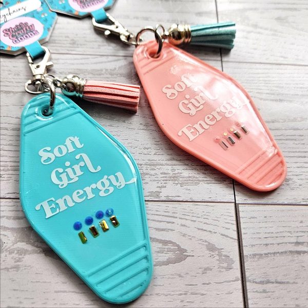 il_fullxfull.7673287098_6pc5 Soft Girl Energy Motel Keychain – Rhinestone Embellished Bag Charm – Keychains – Handmade By Shessocrafty Goods