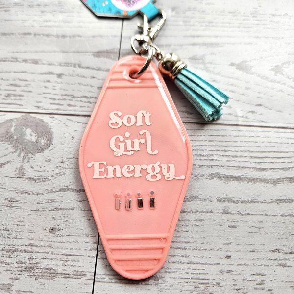 il_fullxfull.7673289644_5i5d Soft Girl Energy Motel Keychain – Rhinestone Embellished Bag Charm – Keychains – Handmade By Shessocrafty Goods