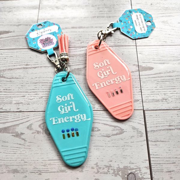 il_fullxfull.7673292152_ay81 Soft Girl Energy Motel Keychain – Rhinestone Embellished Bag Charm – Keychains – Handmade By Shessocrafty Goods