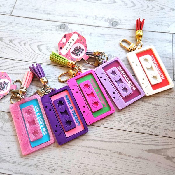 Nfc Smart Cassette Keychain – Tap To Share Spotify Playlist Or Contact Info – Tech Gift – Keychains – Handmade By Shessocrafty Goods