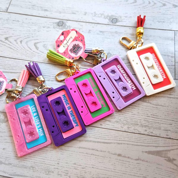 Nfc Smart Cassette Keychain – Tap To Share Spotify Playlist Or Contact Info – Tech Gift – Keychains – Handmade By Shessocrafty Goods