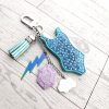 Opalite Era Showgirl Bag Charm • Custom Lyric Engraved Heart Or Glow-In-The-Dark Lightning Bolt – Vigilante Shit - For The Swifties – Handmade By Shessocrafty Goods