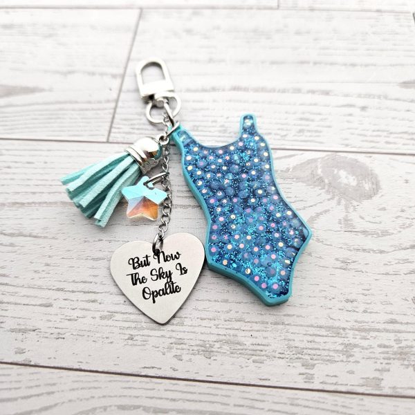Opalite Era Showgirl Bag Charm • Custom Lyric Engraved Heart Or Glow-In-The-Dark Lightning Bolt – Vigilante Shit - For The Swifties – Handmade By Shessocrafty Goods