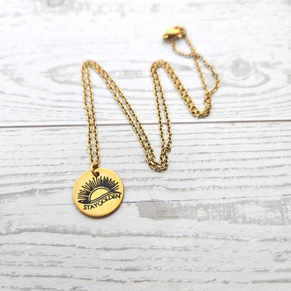 Stay Golden Sunburst Necklace, 18K Gold Pvd Stainless Steel, Waterproof – Bookish – Handmade By Shessocrafty Goods