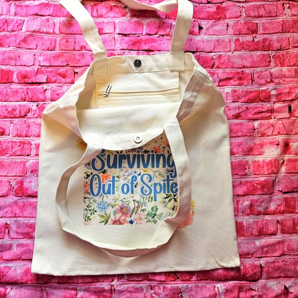 il_fullxfull.7716939699_d9hi Surviving Out Of Spite Tote Bag - Funny Feminist Floral Canvas Bag – Say It Louder – Handmade By Shessocrafty Goods
