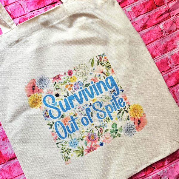 il_fullxfull.7716946417_qq74 Surviving Out Of Spite Tote Bag - Funny Feminist Floral Canvas Bag – Say It Louder – Handmade By Shessocrafty Goods