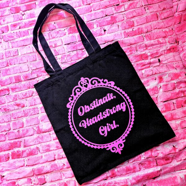 Jane Austen Tote Bag - Obstinate Headstrong Girl Canvas Book Bag – Bookish – Handmade By Shessocrafty Goods