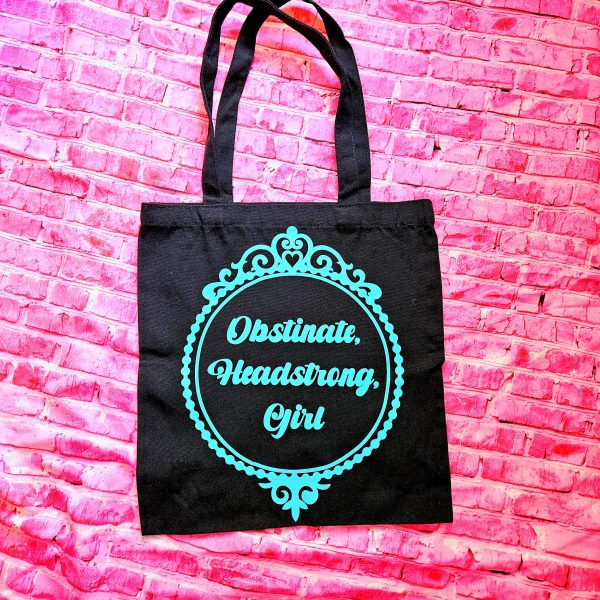 Jane Austen Tote Bag - Obstinate Headstrong Girl Canvas Book Bag – Bookish – Handmade By Shessocrafty Goods