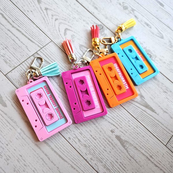 Retro 80S 90S Cassette Keychain – Nfc Smart Mixtape – Nostalgic Music Lover Gift – Keychains – Handmade By Shessocrafty Goods