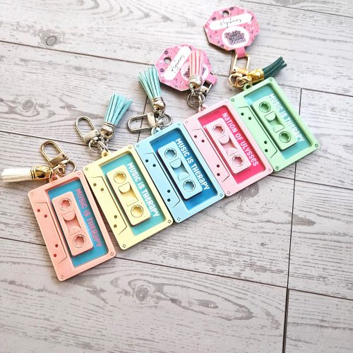 Pastel Cassette Keychain – Programmable NFC Mixtape Charm – Music Lover Gift – Keychains – Handmade by ShesSoCrafty Goods