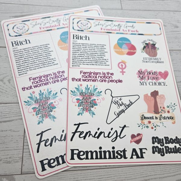 Feminist Af Sticker Sheet - Empowering Intersectional Feminism Decals – Say It Louder – Handmade By Shessocrafty Goods