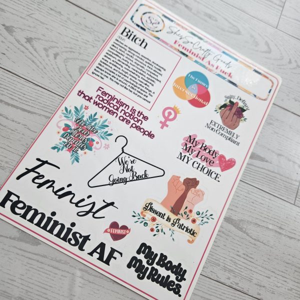 Feminist Af Sticker Sheet - Empowering Intersectional Feminism Decals – Say It Louder – Handmade By Shessocrafty Goods