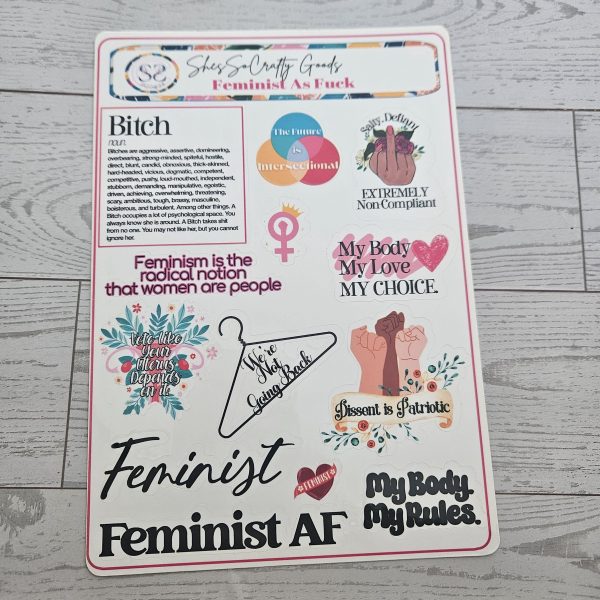 Feminist Af Sticker Sheet - Empowering Intersectional Feminism Decals – Say It Louder – Handmade By Shessocrafty Goods