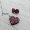Hot Pink Wood Resin Heart Necklace And Earring Set | Handmade Jewelry – Jewelry – Handmade By Shessocrafty Goods