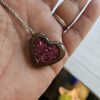 Hot Pink Wood Resin Heart Necklace And Earring Set | Handmade Jewelry – Jewelry – Handmade By Shessocrafty Goods