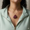 Hot Pink Wood Resin Heart Necklace And Earring Set | Handmade Jewelry – Jewelry – Handmade By Shessocrafty Goods