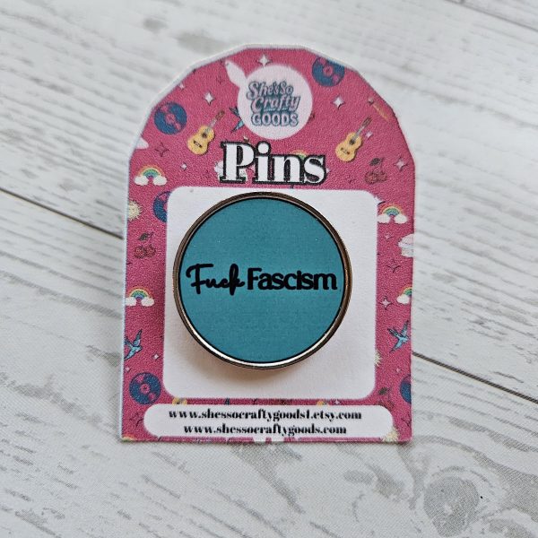 il_fullxfull.7823249352_je4j Fuck Fascism | Stainless Steel Protest Badge | Progressive Political Accessory – Pins &Amp; Pin-Back Buttons – Handmade By Shessocrafty Goods