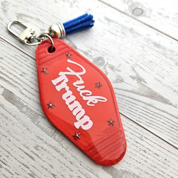 il_fullxfull.7826406178_t203-1 F*Ck Trump Resin Motel Keychain Bold Political Statement Accessory – Keychains – Handmade By Shessocrafty Goods