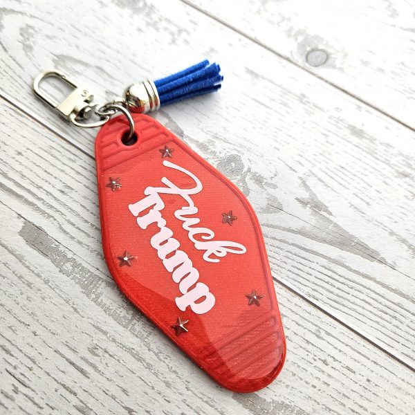 il_fullxfull.7826408506_qryi-1 F*Ck Trump Resin Motel Keychain Bold Political Statement Accessory – Keychains – Handmade By Shessocrafty Goods