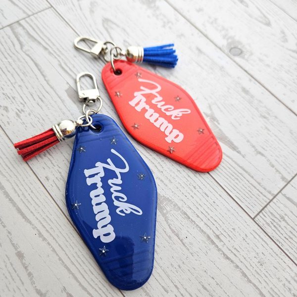 F*Ck Trump Resin Motel Keychain Bold Political Statement Accessory – Keychains – Handmade By Shessocrafty Goods