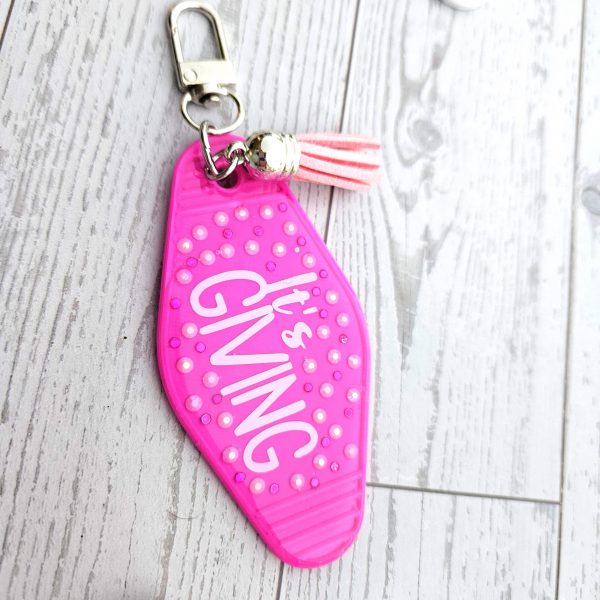 il_fullxfull.7826459064_2ebr-2 It'S Giving Rhinestone Resin Motel Keychain Trendy Pink Gift – Keychains – Handmade By Shessocrafty Goods