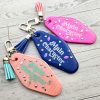 Main Character Motel Keychain | Retro Hotel Tag, Rhinestone Tassel Charm – Keychains – Handmade by ShesSoCrafty Goods