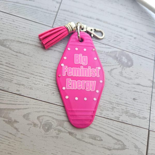 il_fullxfull.7835083515_kwxa-2 Big Feminist Energy Motel Keychain | Retro Rhinestone Bag Charm – Keychains – Handmade By Shessocrafty Goods