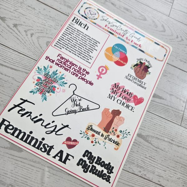 Feminist Af Sticker Sheet - Empowering Intersectional Feminism Decals – Say It Louder – Handmade By Shessocrafty Goods