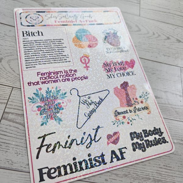 Feminist Af Sticker Sheet - Empowering Intersectional Feminism Decals – Say It Louder – Handmade By Shessocrafty Goods