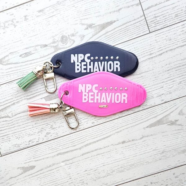 Npc Behavior Resin Motel Keychain, Funny Meme Bag Charm, Sarcastic Gift For Her – Keychains – Handmade By Shessocrafty Goods