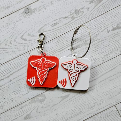 il_fullxfull.7864392872_qreh NFC Medical ID Keychain: 3D Printed Caduceus Smart Tag for Emergency Info – Keychains – Handmade by ShesSoCrafty Goods