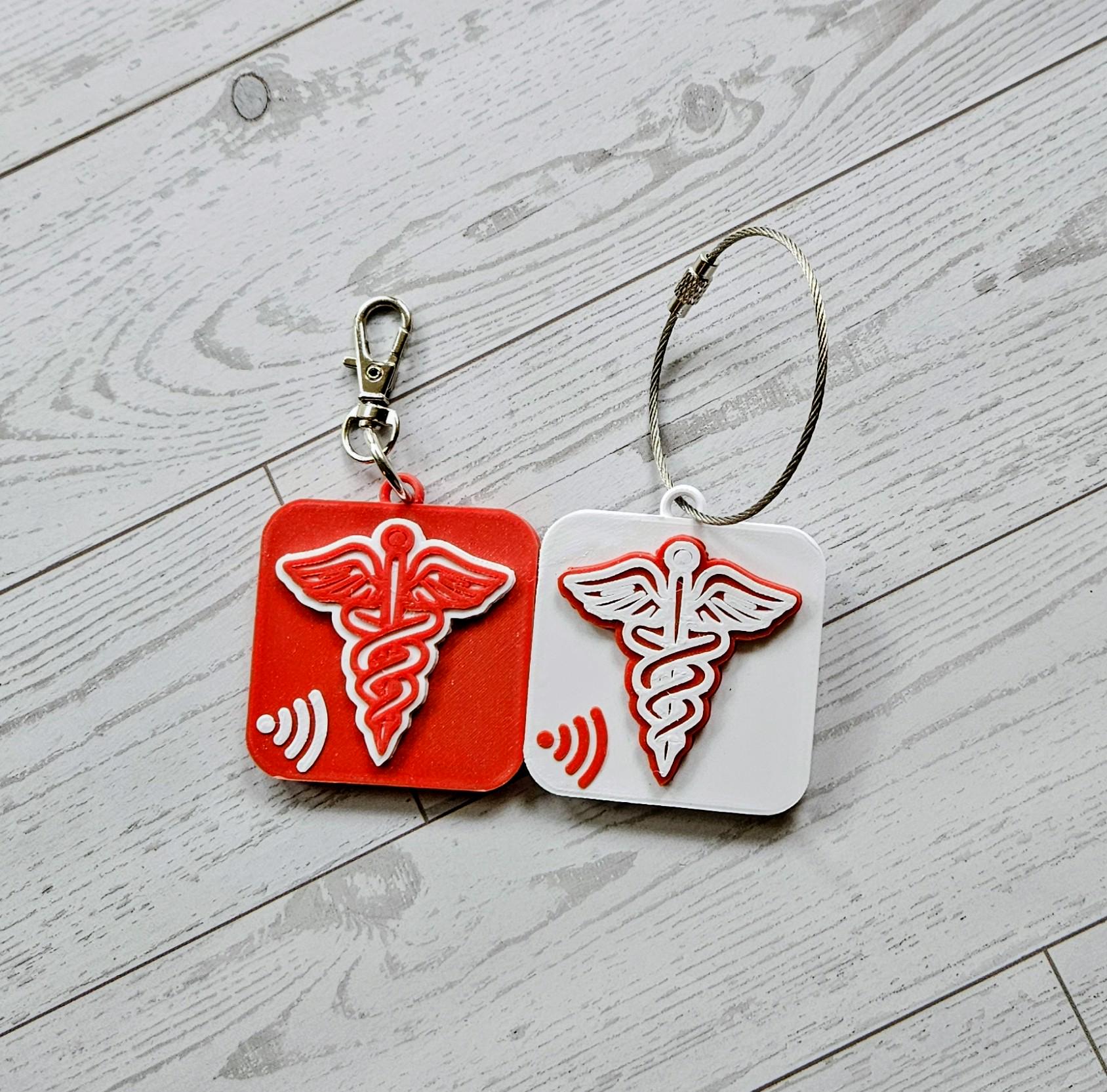 NFC Medical ID Keychain: 3D Printed Caduceus Smart Tag for Emergency Info Nfc Medical Id Keychain: 3D Printed Caduceus Smart Tag For Emergency Info β Keychains β Handmade By Shessocrafty Goods