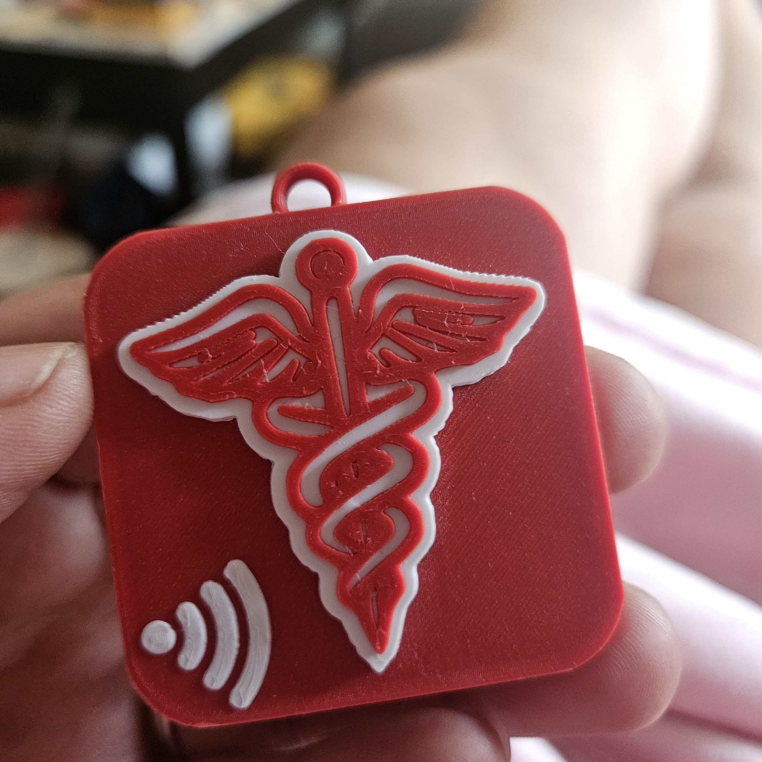 NFC Medical ID Keychain: 3D Printed Caduceus Smart Tag for Emergency Info Nfc Medical Id Keychain: 3D Printed Caduceus Smart Tag For Emergency Info β Keychains β Handmade By Shessocrafty Goods