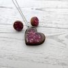 Hot Pink Wood Resin Heart Necklace And Earring Set | Handmade Jewelry – Jewelry – Handmade By Shessocrafty Goods