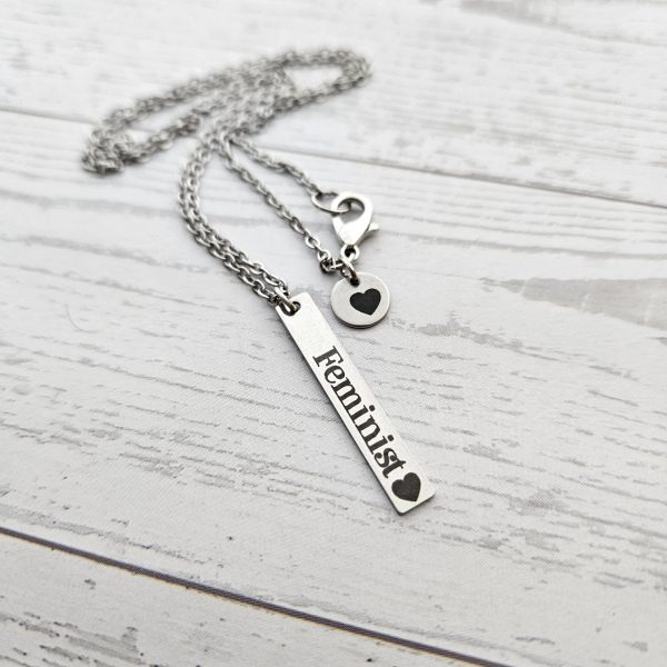 Activist Bar Necklace | Feminist, Anti-Patriarchy, Anti-Oligarchy | Stainless Steel – Jewelry – Handmade By Shessocrafty Goods