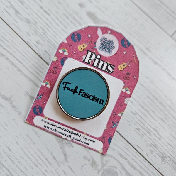 il_fullxfull.7871199829_iw1o Fuck Fascism | Stainless Steel Protest Badge | Progressive Political Accessory – Pins &Amp; Pin-Back Buttons – Handmade By Shessocrafty Goods