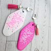il_fullxfull.7874409803_aena-2 It'S Giving Rhinestone Resin Motel Keychain Trendy Pink Gift – Keychains – Handmade By Shessocrafty Goods