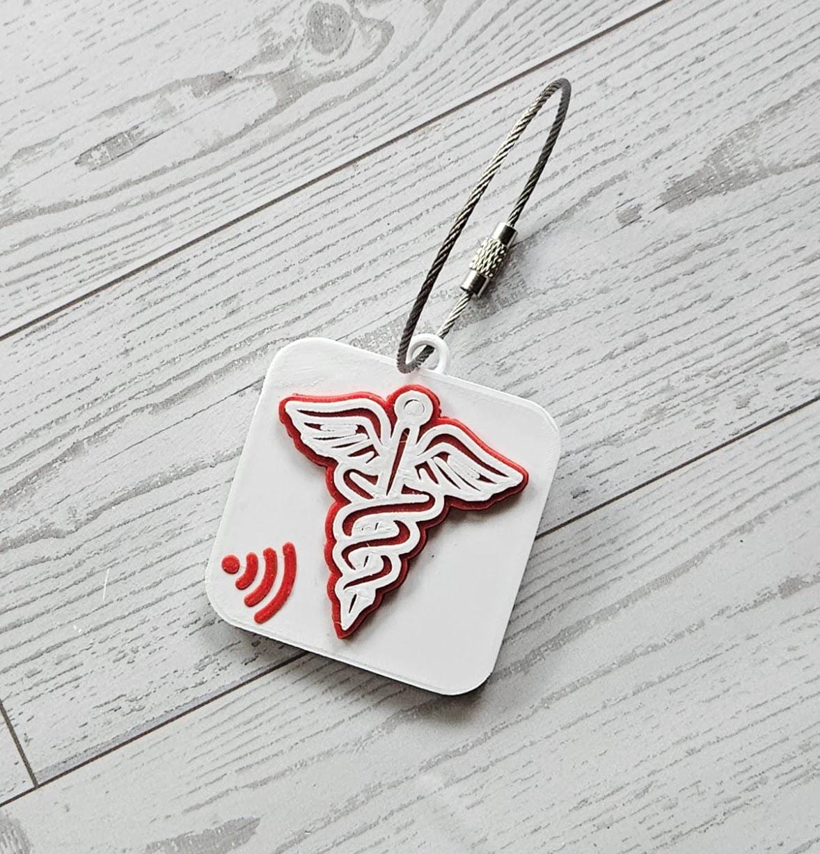 NFC Medical ID Keychain: 3D Printed Caduceus Smart Tag for Emergency Info Nfc Medical Id Keychain: 3D Printed Caduceus Smart Tag For Emergency Info β Keychains β Handmade By Shessocrafty Goods