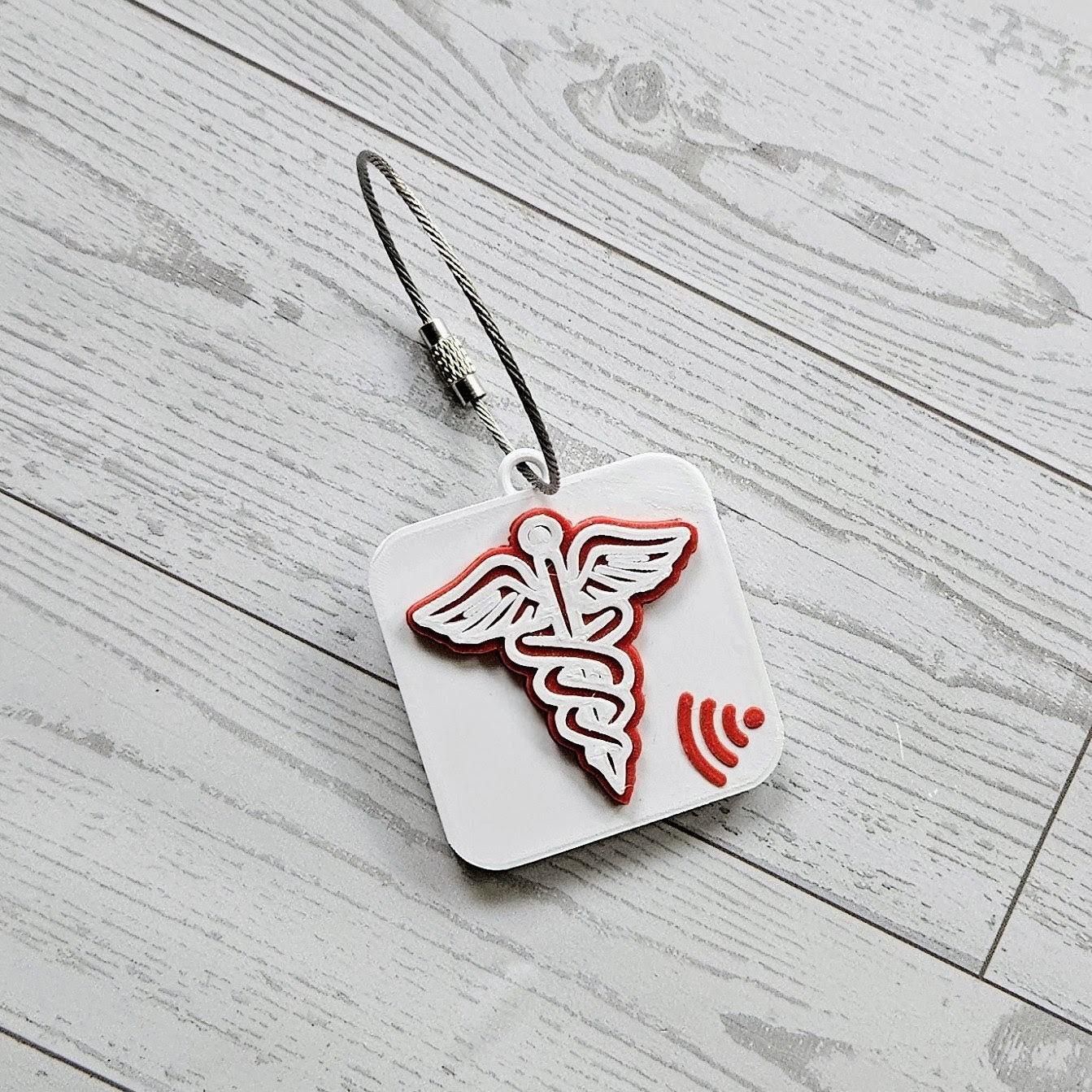 NFC Medical ID Keychain: 3D Printed Caduceus Smart Tag for Emergency Info Nfc Medical Id Keychain: 3D Printed Caduceus Smart Tag For Emergency Info β Keychains β Handmade By Shessocrafty Goods