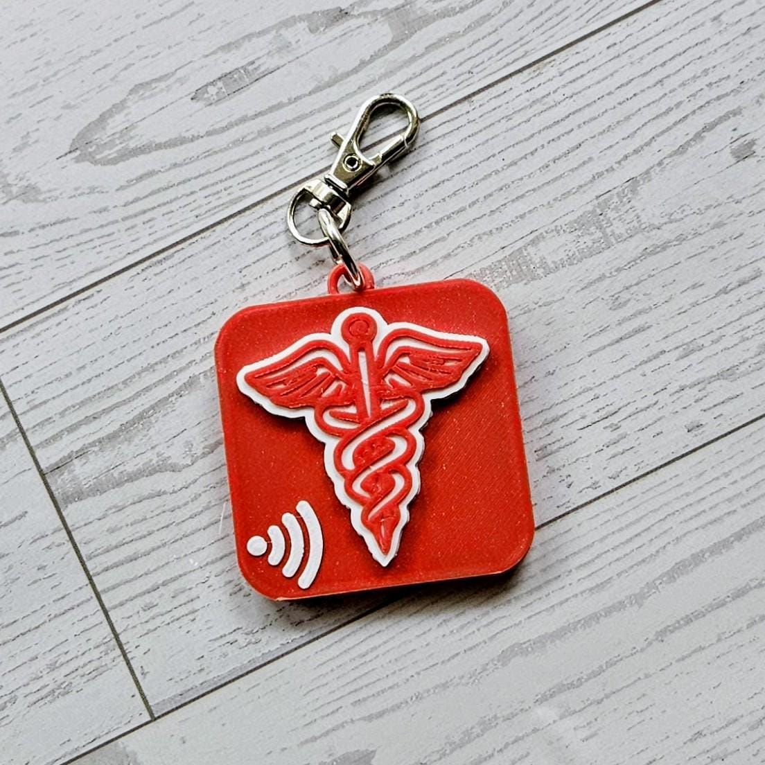 NFC Medical ID Keychain: 3D Printed Caduceus Smart Tag for Emergency Info Nfc Medical Id Keychain: 3D Printed Caduceus Smart Tag For Emergency Info β Keychains β Handmade By Shessocrafty Goods