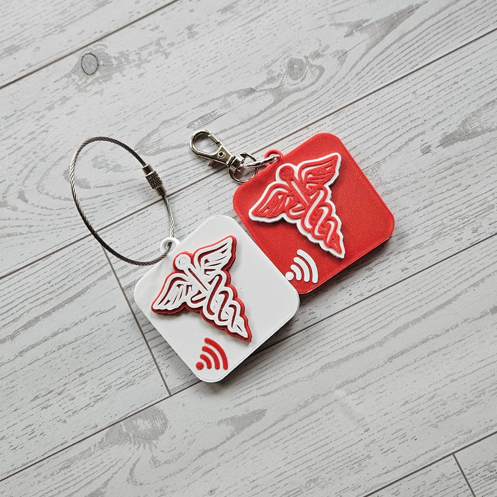 NFC Medical ID Keychain: 3D Printed Caduceus Smart Tag for Emergency Info Nfc Medical Id Keychain: 3D Printed Caduceus Smart Tag For Emergency Info β Keychains β Handmade By Shessocrafty Goods