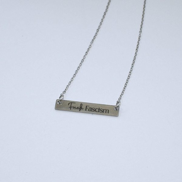 il_fullxfull.7629628585_6wvs Fuck Fascism Laser Engraved Activist Bar Necklace β Stainless Steel Or Gold Plated β Jewelry β Handmade By Shessocrafty Goods