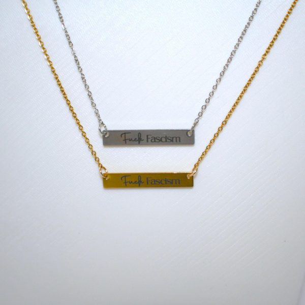 il_fullxfull.7629628775_9gnw Fuck Fascism Laser Engraved Activist Bar Necklace β Stainless Steel Or Gold Plated β Jewelry β Handmade By Shessocrafty Goods