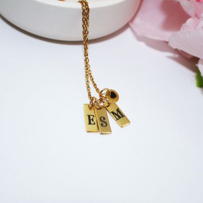Minimalist Initial Necklace – Custom Heart Accent Pendant | 18K Gold Plated Stainless Steel – Jewelry – Handmade by ShesSoCrafty Goods